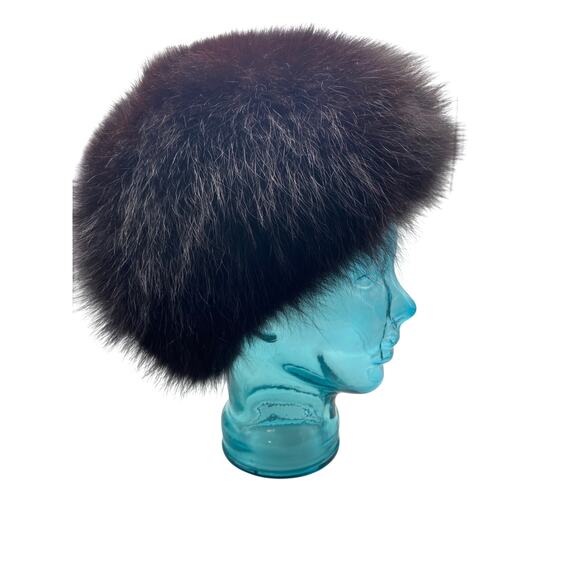 Vintage Black Fox Fur Hat, Vintage Fox Fur Hat, Estate Fox Fur‎ Hats Cossack - Picture 2 of 4